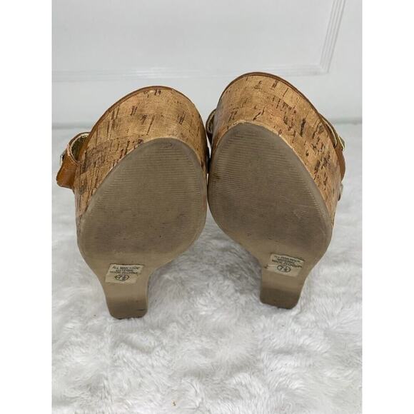 Soda Womens Studded Brown Cork Wedge Sandals Size 7.5 - Picture 8 of 8